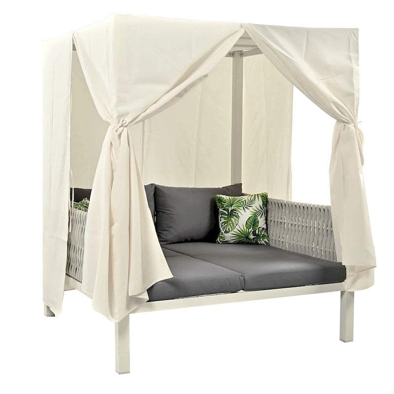 Outdoor Patio Sunbed with Curtains