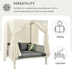 Outdoor Patio Sunbed with Curtains