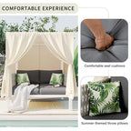 Outdoor Patio Sunbed with Curtains