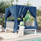 Outdoor Patio Sunbed with Curtains