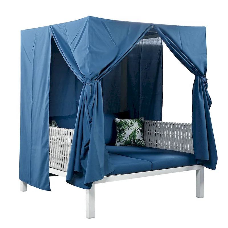 Outdoor Patio Sunbed with Curtains