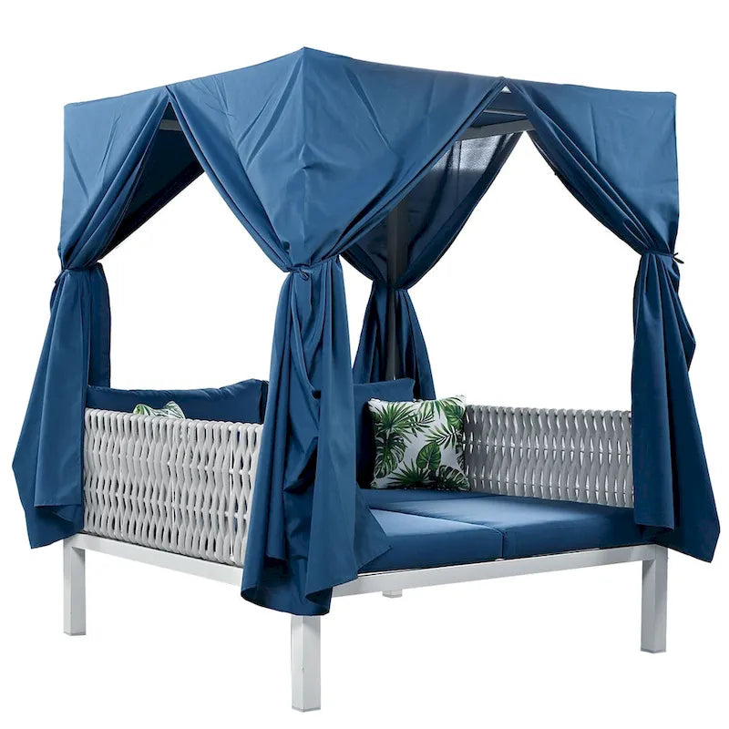 Outdoor Patio Sunbed with Curtains