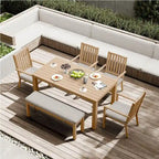 6 Pieces Patio Dining Sets Aluminum Outdoor Dining Table with 4 Chairs and Bench