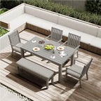 6 Pieces Patio Dining Sets Aluminum Outdoor Dining Table with 4 Chairs and Bench