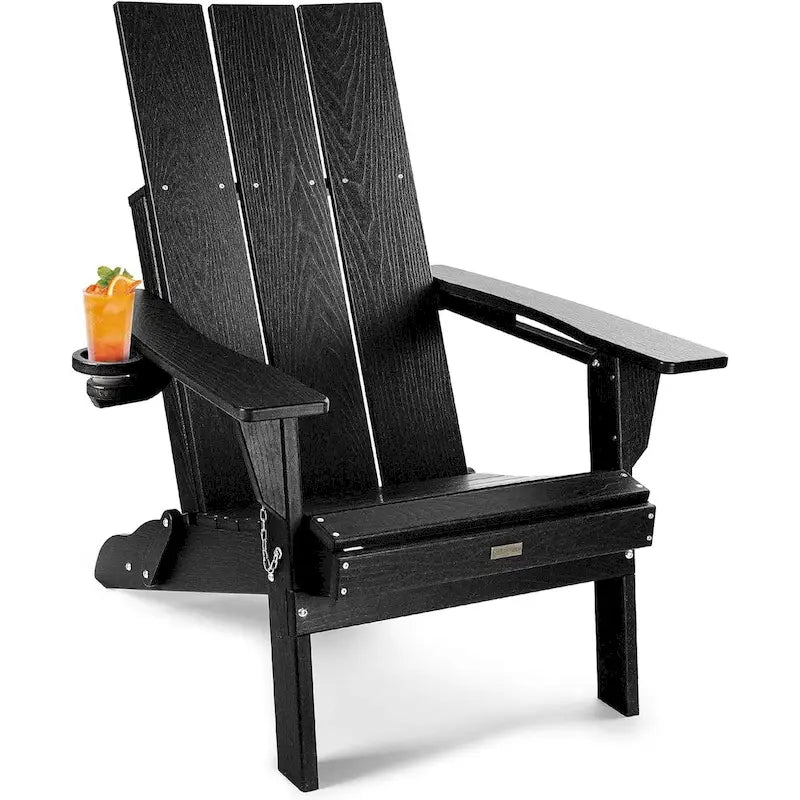 WINSOON Sedia Adirondack pieghevole da esterno in HDPE con portabicchieri (set da 4)