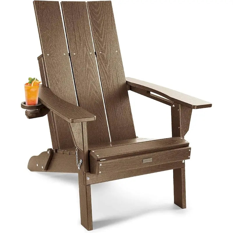 WINSOON Sedia Adirondack pieghevole da esterno in HDPE con portabicchieri (set da 4)