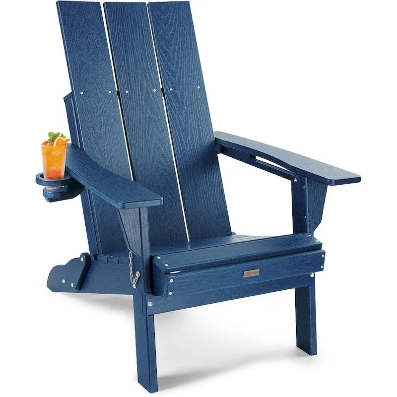 WINSOON Sedia Adirondack pieghevole da esterno in HDPE con portabicchieri (set da 4)