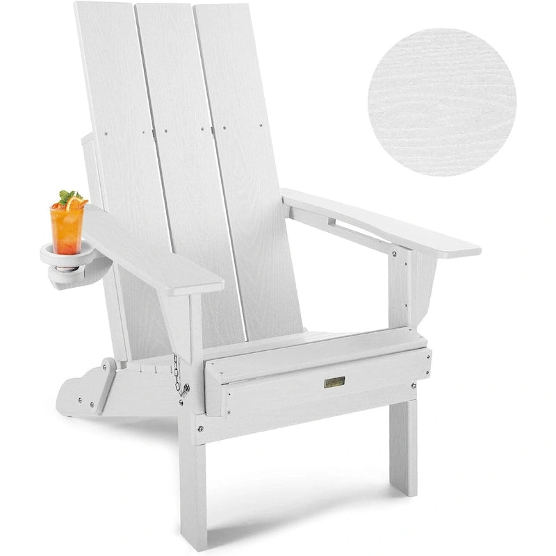 WINSOON Sedia Adirondack pieghevole da esterno in HDPE con portabicchieri (set da 4)