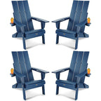 WINSOON HDPE Outdoor Folding Adirondack Chair With Cup Holder( Set of 4)