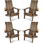 WINSOON HDPE Outdoor Folding Adirondack Chair With Cup Holder( Set of 4)