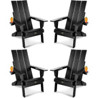 WINSOON HDPE Outdoor Folding Adirondack Chair With Cup Holder( Set of 4)