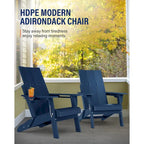WINSOON HDPE Outdoor Folding Adirondack Chair With Cup Holder( Set of 4)