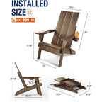 WINSOON HDPE Outdoor Folding Adirondack Chair With Cup Holder( Set of 4)