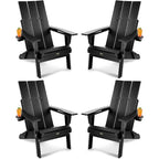 WINSOON HDPE Outdoor Folding Adirondack Chair With Cup Holder( Set of 4)