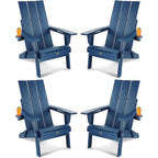 WINSOON HDPE Outdoor Folding Adirondack Chair With Cup Holder( Set of 4)