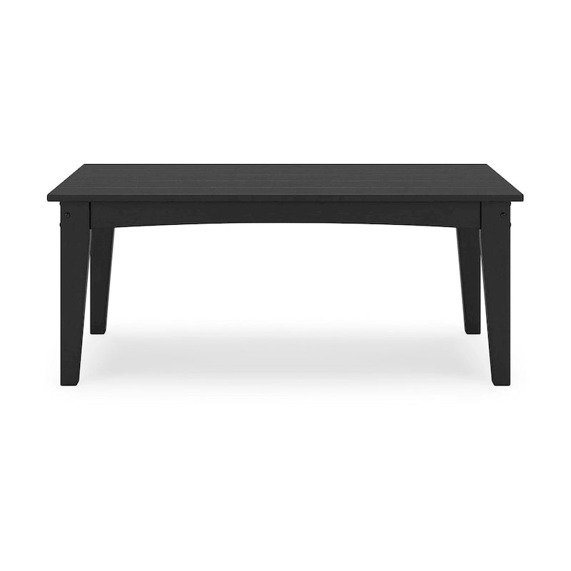 Fini 44 Inch Outdoor Coffee Table, Slatted Top, Modern Style, Black Finish