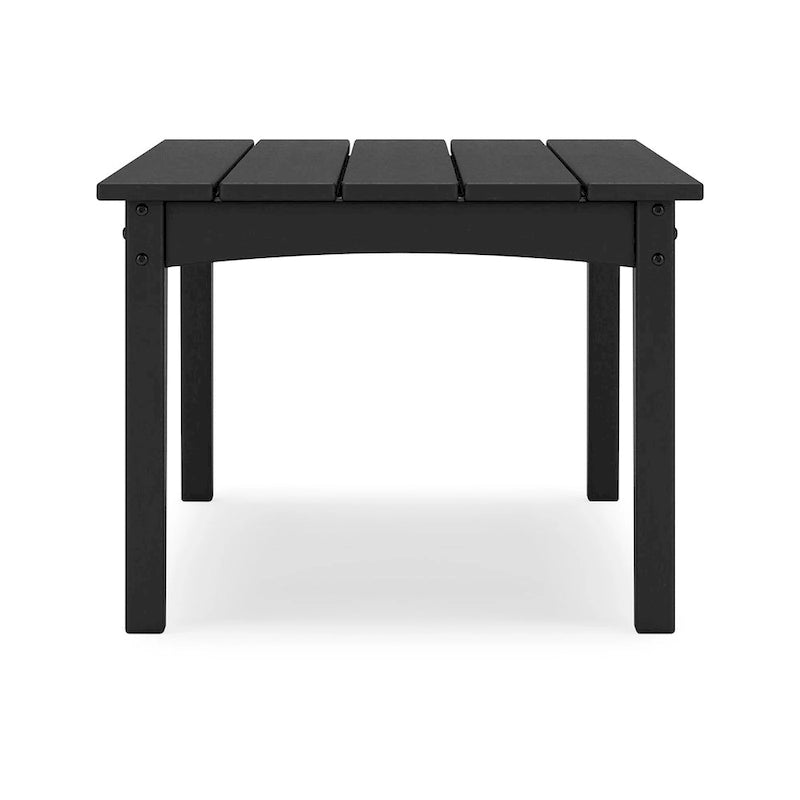 Fini 44 Inch Outdoor Coffee Table, Slatted Top, Modern Style, Black Finish