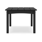 Fini 44 Inch Outdoor Coffee Table, Slatted Top, Modern Style, Black Finish
