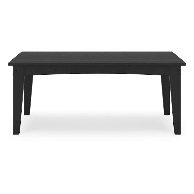 Fini 44 Inch Outdoor Coffee Table, Slatted Top, Modern Style, Black Finish