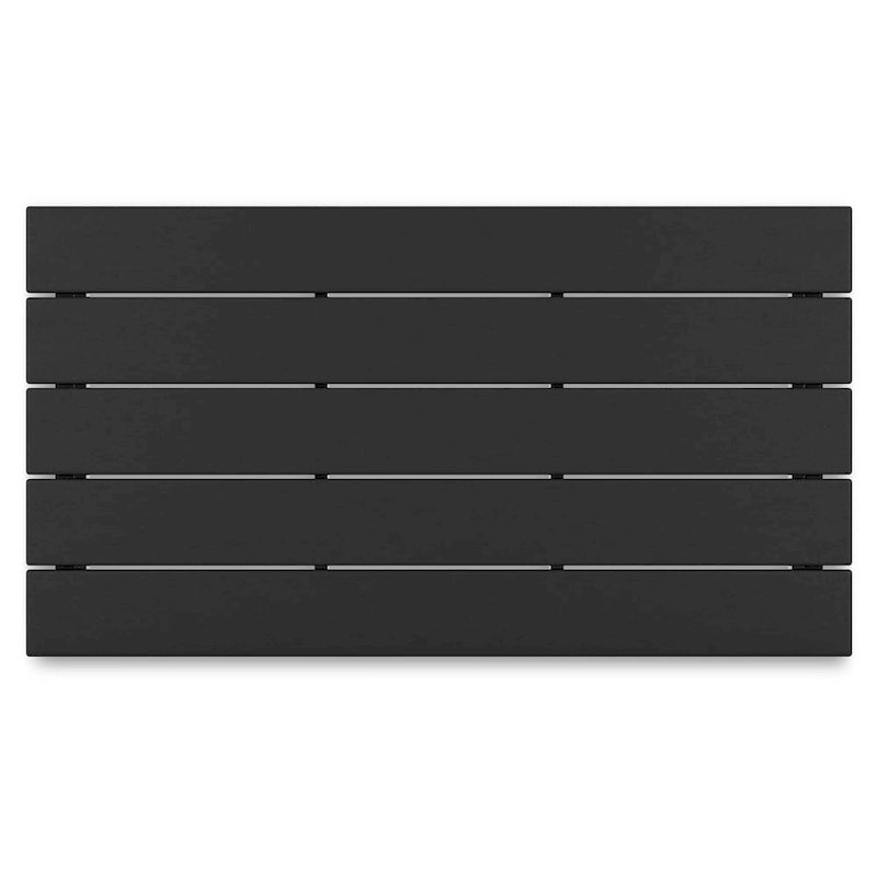 Fini 44 Inch Outdoor Coffee Table, Slatted Top, Modern Style, Black Finish