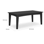 Fini 44 Inch Outdoor Coffee Table, Slatted Top, Modern Style, Black Finish