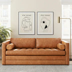 Poly & Bark Napa 82 Leather Pull-Out Convertible Sleeper Sofa - Full Grain Genuine Italian Leather
