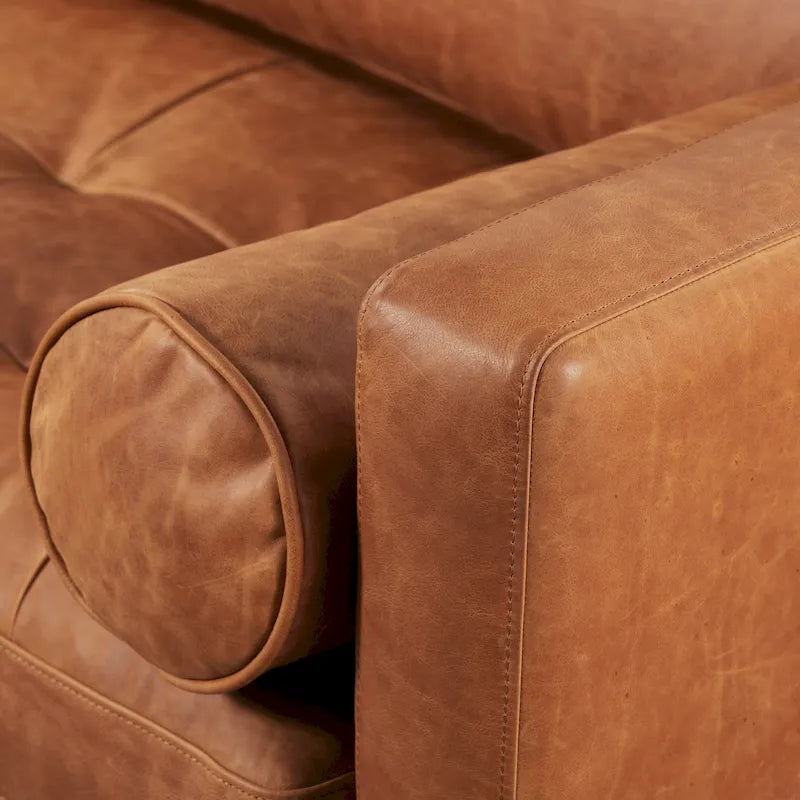 Poly & Bark Napa 82 Leather Pull-Out Convertible Sleeper Sofa - Full Grain Genuine Italian Leather