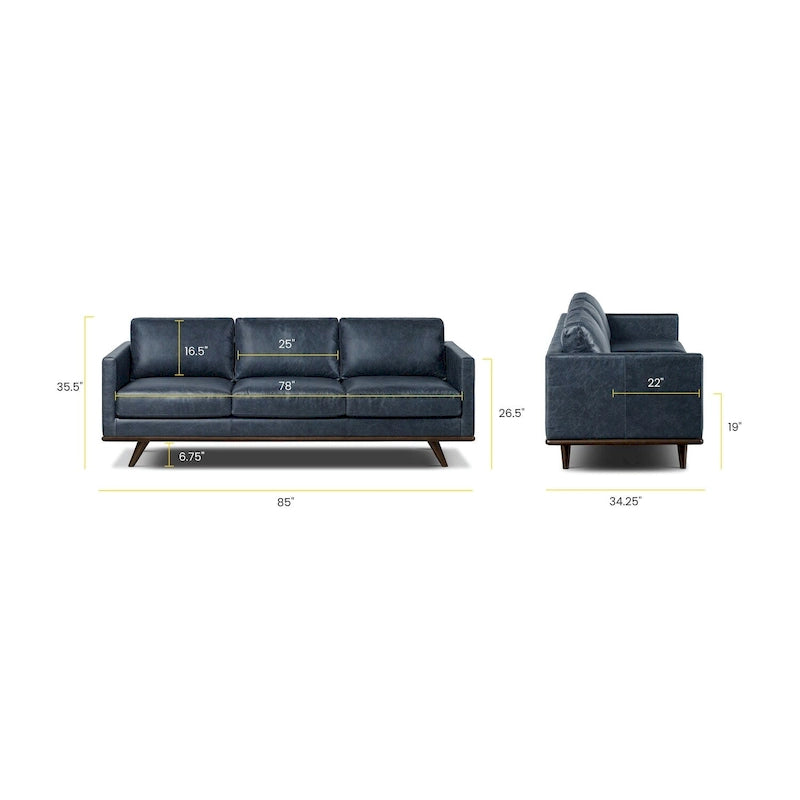 Poly & Bark Nolita 85 Sofa - Full Grain Genuine Italian Leather