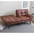 Futons Couch, Upholstered Convertible Folding Futon Sofa Bed for Compact Living Space, Apartment, Dorm,Faux Leather