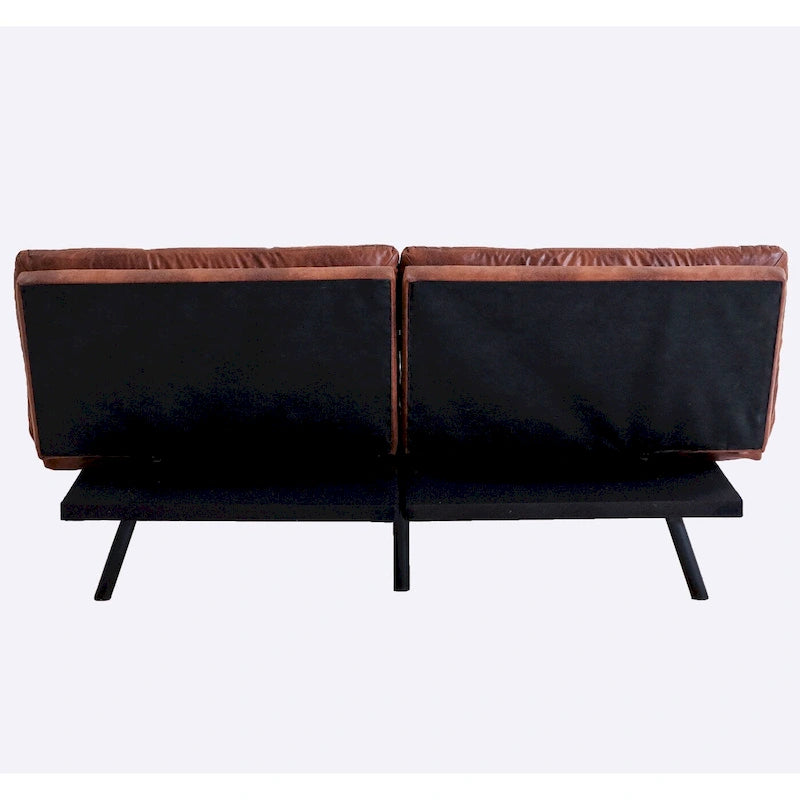 Futons Couch, Upholstered Convertible Folding Futon Sofa Bed for Compact Living Space, Apartment, Dorm,Faux Leather