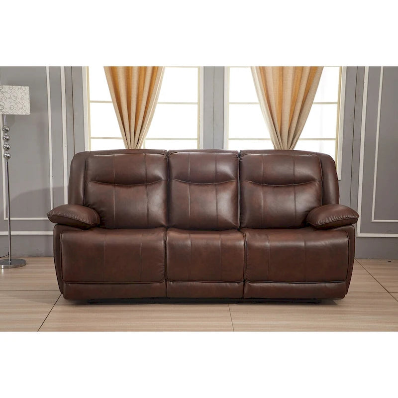 Set reclinabile in 2 pezzi in pelle rigenerata Betsy Furniture per soggiorno, divano e divanetto