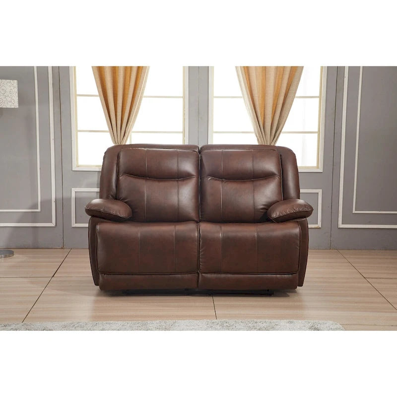 Set reclinabile in 2 pezzi in pelle rigenerata Betsy Furniture per soggiorno, divano e divanetto