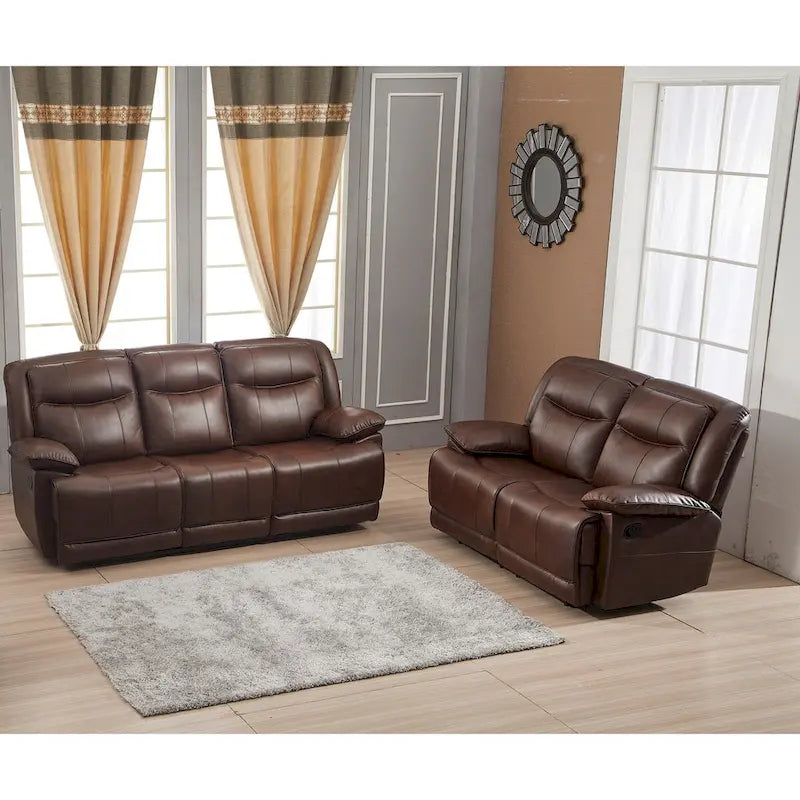 Set reclinabile in 2 pezzi in pelle rigenerata Betsy Furniture per soggiorno, divano e divanetto