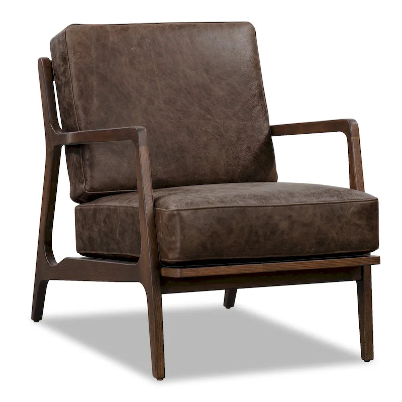 Poly & Bark Verity Leather Lounge Chair - Full Grain Genuine Italian Leather