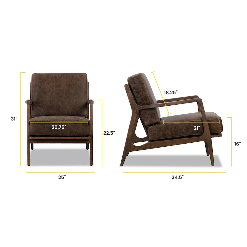 Poly & Bark Verity Leather Lounge Chair - Full Grain Genuine Italian Leather