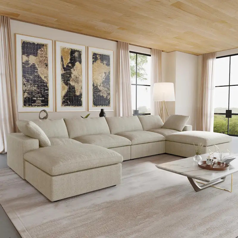 156 Convertible Modular Sectional Sofa Couch, Modern U Shape Minimalism Sofas Couches with Pillows