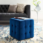 Porch & Den Croeni Velvet Tufted Cube Ottoman
