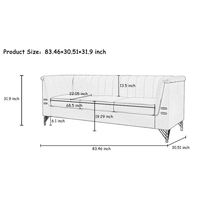 82.67 W Velvet Sofa