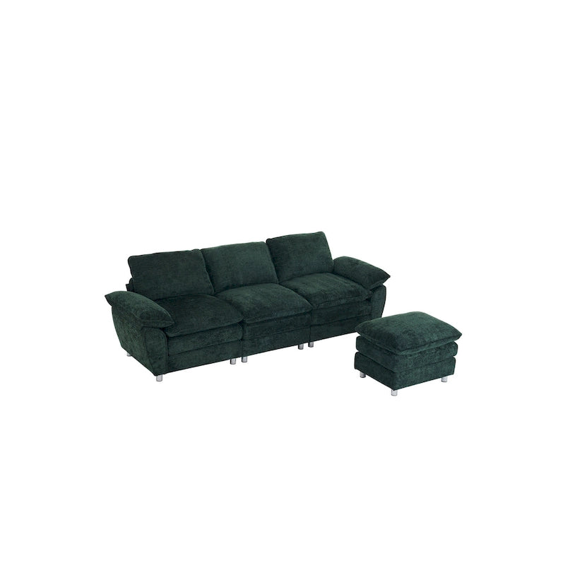 Modern dark three-seater sofa, polyester sofa sleeper, comfortable upholstered furniture for living room, apartment