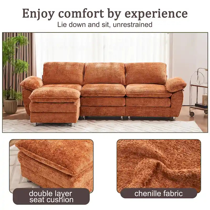 Modern dark three-seater sofa, polyester sofa sleeper, comfortable upholstered furniture for living room, apartment