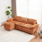 Modern dark three-seater sofa, polyester sofa sleeper, comfortable upholstered furniture for living room, apartment