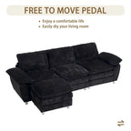 Modern dark three-seater sofa, polyester sofa sleeper, comfortable upholstered furniture for living room, apartment
