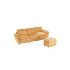 Modern dark three-seater sofa, polyester sofa sleeper, comfortable upholstered furniture for living room, apartment