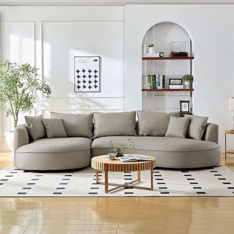 L-Shaped Leather Sectional Sofa with Chaise  Large Luxe Couch for Living Room