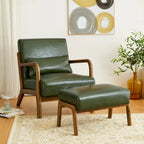 Glitzhome Set of 2 Mid-century Leatherette Ottoman Accent Stools