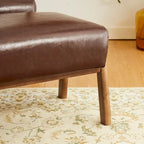 Glitzhome Set of 2 Mid-century Leatherette Ottoman Accent Stools