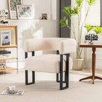 Upholstered Teddy Velvet Single Accent Chair Modern Corner Padded Boucle Armchair for Living Room Bedroom Lounge