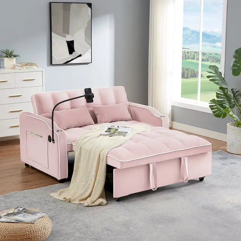 Divano letto estraibile moderno in velluto