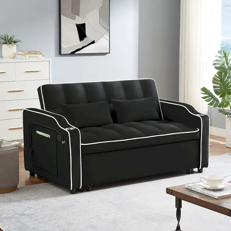 Divano letto estraibile moderno in velluto