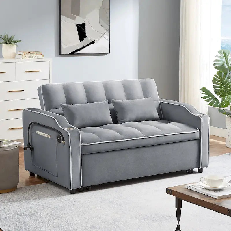 Divano letto estraibile moderno in velluto
